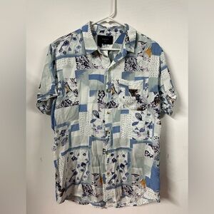 NWT Rolla's Patchwork Short Sleeve Hawaiian Camp Shirt Men's Size S White